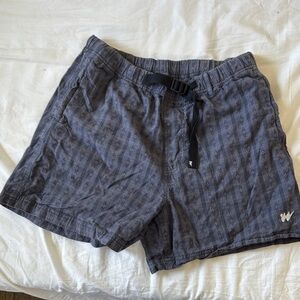 Gray Patterned Shorts with Belt